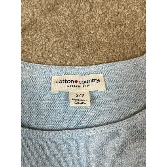 Cotton Country Girl/Women Sweater Light Blue Knit Round Neck Pullover Sz S/P - Picture 3 of 9